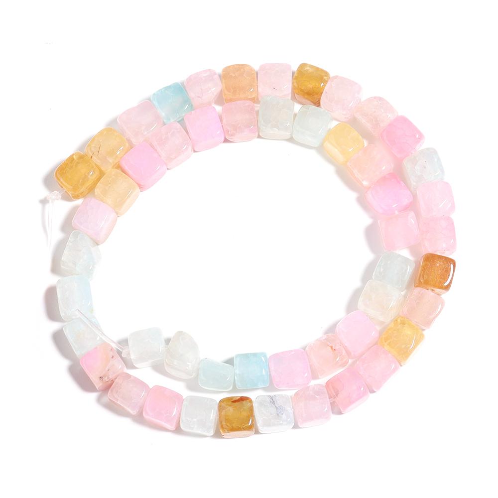Natural Stone Square Beads 8mm Striped Agate Tube Stone Loose Spacer Beads For Jewelry Making Accessories DIY Bracelet Keychain