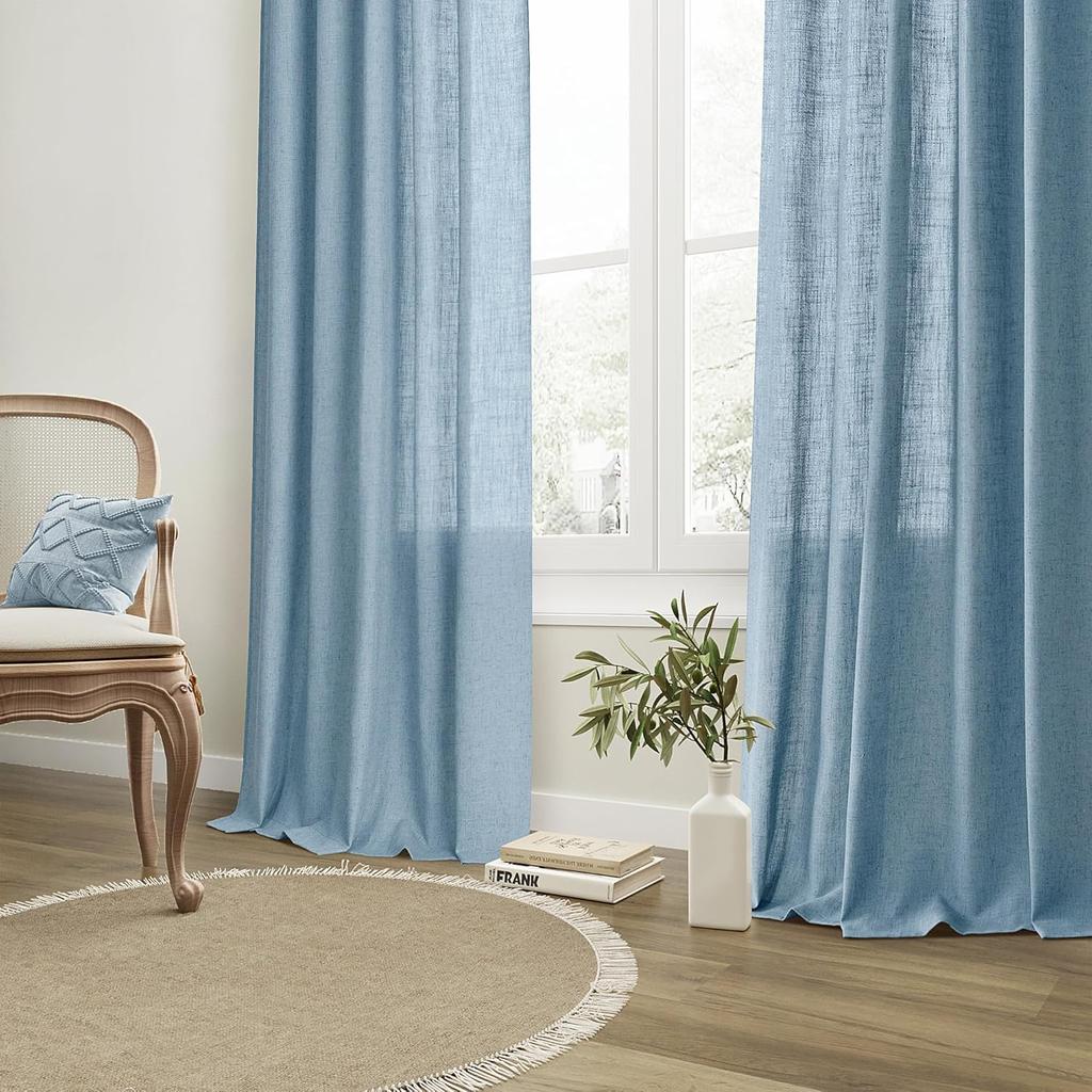 350cm Elegant Stylish Height Tulle Drape Faux Linen Sheer Livingroom Space Windowpane Drapes Bedchamber Drapes Drapes