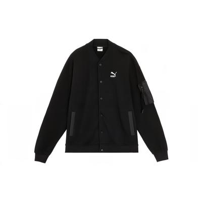 Puma Logo Print Casual Baseball Long Sleeve Jacket Unisex Jackets Black 677394-01
