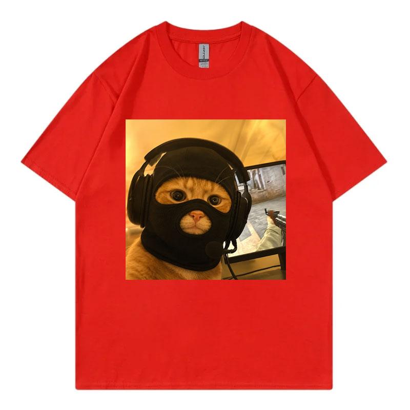 Cat Wearing Mask Funny Meme T Shirt Unisex Unisex Fashion Loose Short Sleeve Tshirts Summer Casual 100cotton Tshirt Streetwear