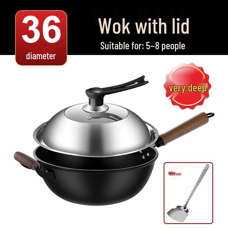 Vintage Non-Stick Cast Iron Skillet Wok for Gas Stove & Induction Cookers