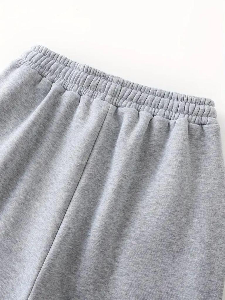 American Fleece-Lined Warm Straight-Leg Sweatpants – Trendy, Loose, Solid Color Casual Pants for Autumn & Winter