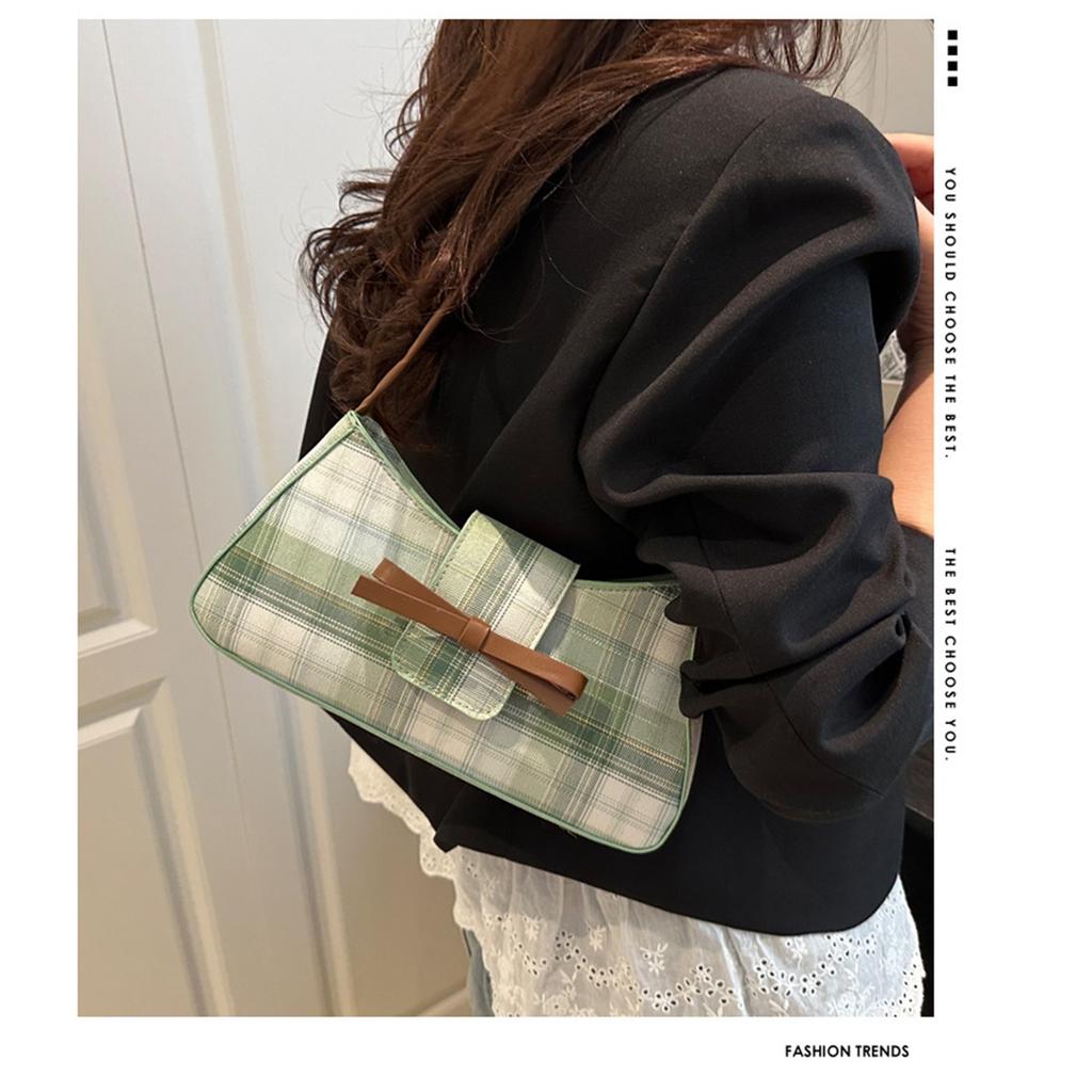 Casual Street Checkered Japanese Trend Simple Fashion Shoulder Armpit Crossbody Bag for Women
