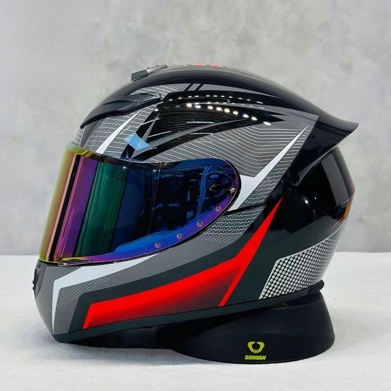 High-Definition Graphic Dynamic Dual R Full Face Motorcycle Helmet for Men Women City Commuting with Unique Artistic Designs