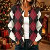 Women's Casual Plaid Print Long Sleeve Button Front Knit Cardigan Sweater Outerwear