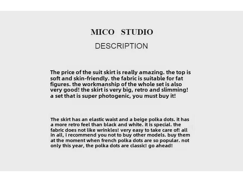 Dámský francouzský retro puntíkovaný kostýmek se sukní: Pletené tričko s krátkým rukávem a dlouhá sukně ke kolenům.