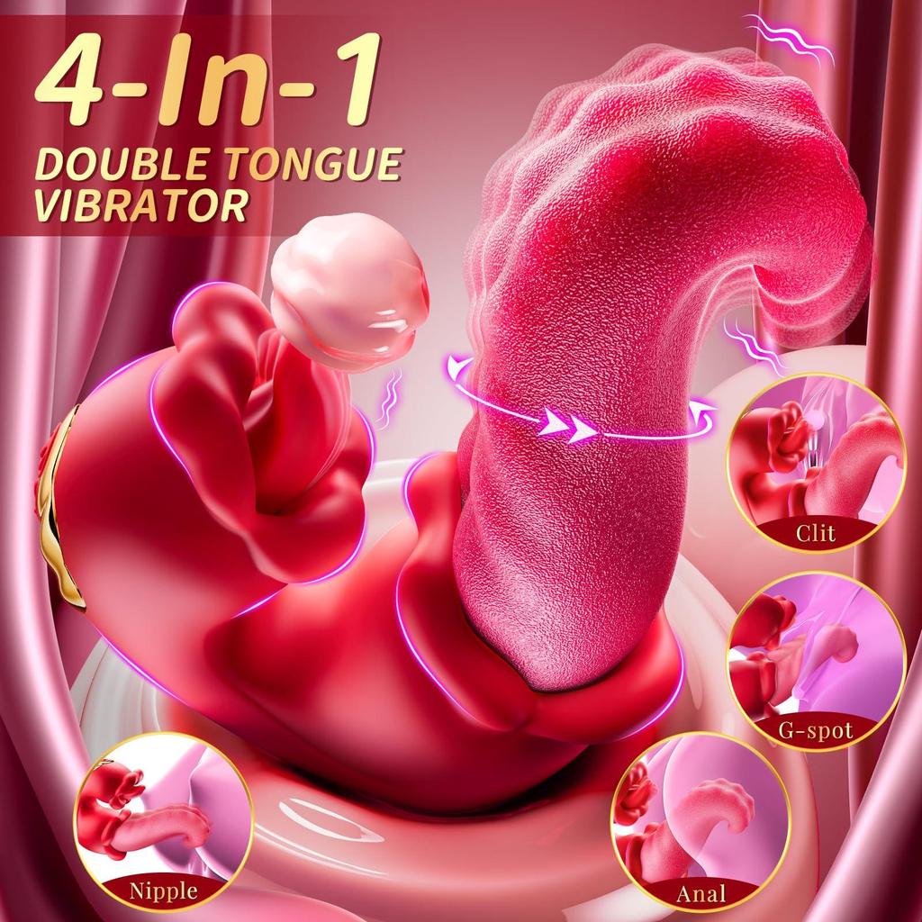Realistischer zungenförmiger Vibrator für Frauen—Erwachsenenspielzeug mit 10 klitoralen Leckmodi und 10 oszillierenden Vibrationsmodi, Erwachsenenstimulator