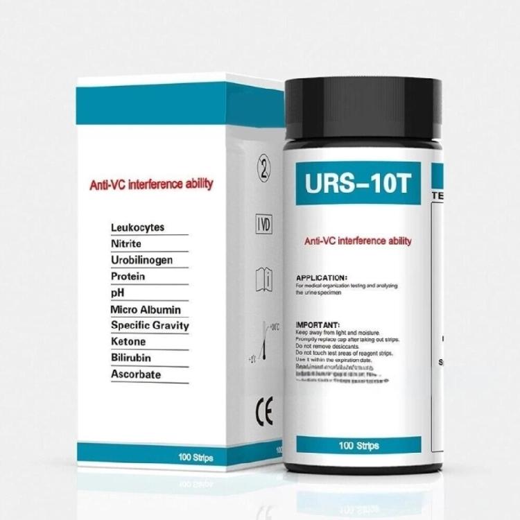 100pcs Urine Test Strips 10 Parameters URS Test Strips for Leukocytes Nitrite Urobilinogen 10-in-1 Urine Testing Strips