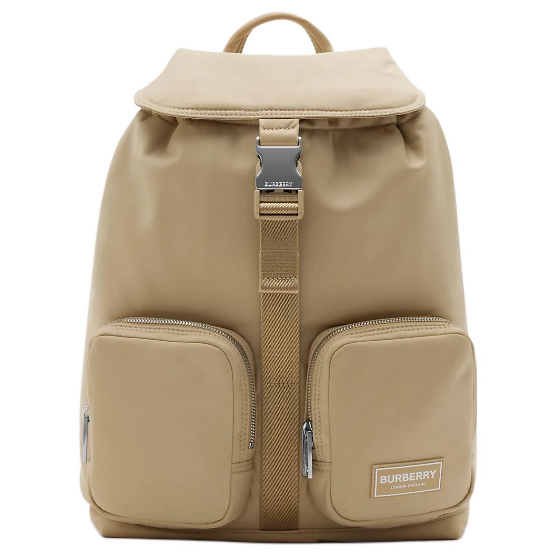 

Burberry Nylon Backpack Beige Drawstring Flip Cover Travel Rucksack Lightweight School Bag with Multiple Pockets for Daily 81044901 Basic Set (Bag+Dust Bag)