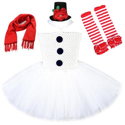 Christmas Snowman Mesh Skirt Girls Dress Suit Children Tutu Skirts