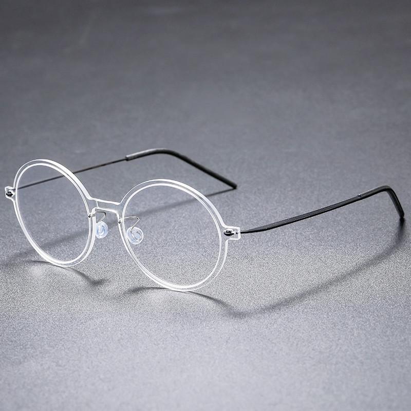 Unisex Pure Titanium Full Round Myopia Glasses Frame - Retro Style (Model 6523)