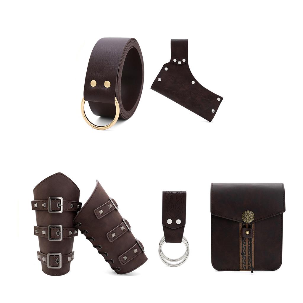 Renaissances Costume Vikinges Costume Accessories Set Medieval Pirate Leather Belt Bracers Cosplay Halloween Costumes
