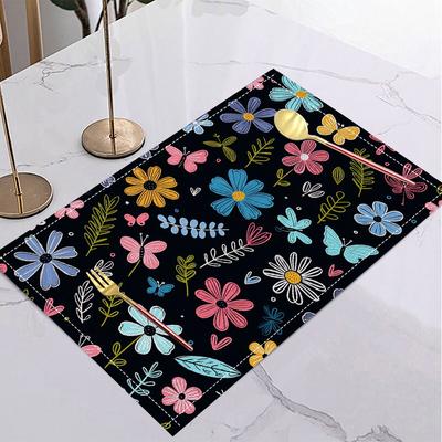 Linne Bordstablett Matsalsbord Matta Lämplig Under Middagar Blomsterfestivaler Som 5 Maj i Mexiko och Dekoration för De Dödas Dag