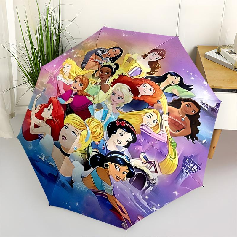 

Disney Princesses, Fantasy Castle Themed Automatic Opening and Closing Umbrella, Brightly Colored 8-rib Portable Umbrella, Suitable for Men and Women,
