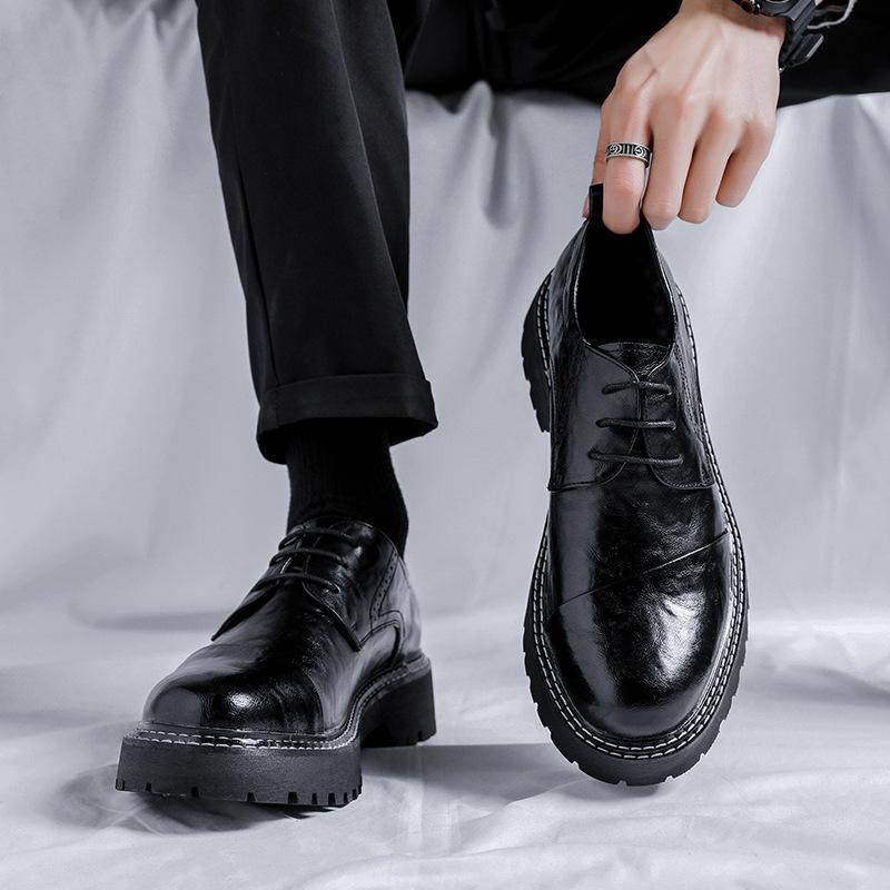 Leather Shoes Men's New Business Dress Summer British Style Men's Soft Surface Versatile Casual Black Small Leather Shoes 2259-R