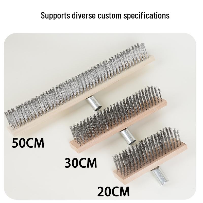 Stainless Steel Long Handle Outdoor Floor Scrub Brush with Stiff Bristles