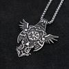 New Vintage Nordic Odin Crown Men's Pendant Necklace Fashion Viking Compass Necklace Protector Jewelry Gift