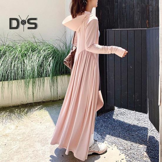 Femeii haine de protecție solară cu glugă haina completă a corpului răcoritor cu protecție solară îmbrăcăminte cu mânecă lungă costum de baie acoperi rochie pentru vară plajă pescuit drumeții