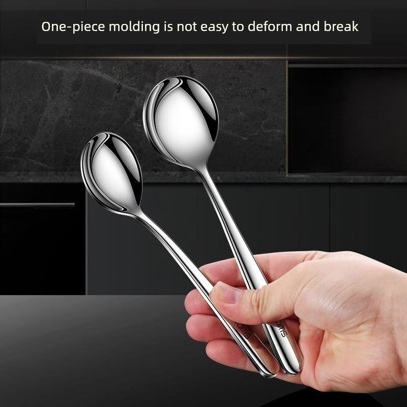 Japanese Imported Household 316L Stainless Steel Spoon, Food-Grade Long-Handled Round-Head Spoon, Soup Spoon, Soup and Stew Spoon, Eating Spoon