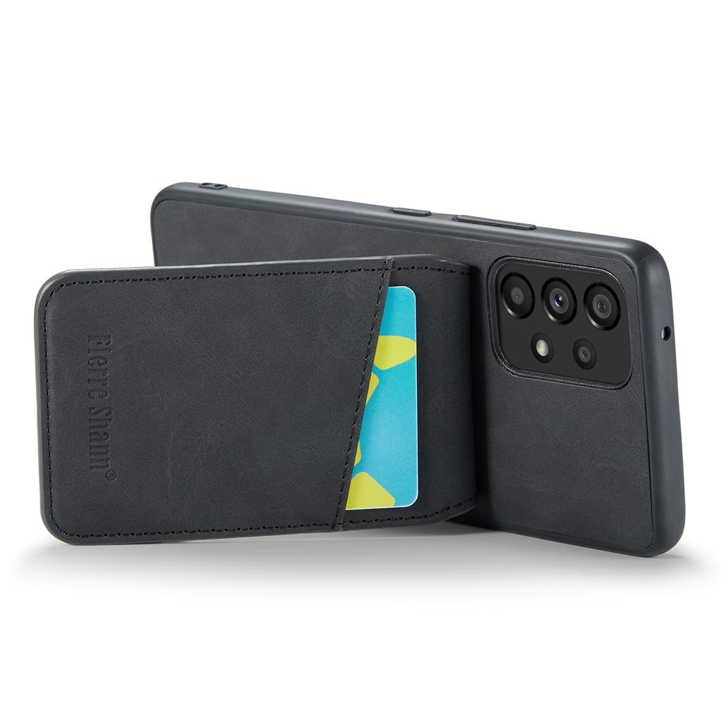 FIERRE SHANN For Samsung Galaxy A52 4G/5G/A52s 5G PU Leather+TPU Kickstand Shell RFID Blocking Card Holder Phone Case