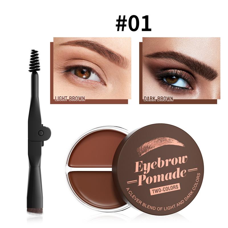 Gel pour sourcils en pâte à sourcils bicolore imperméable et naturelle pour sourcils touffus et sauvages pour une forme parfaite des sourcils avec brosse à sourcils à l'intérieur