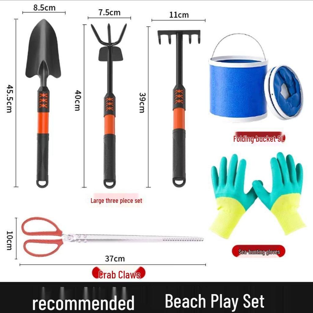 Tide-Chasing Beach Tool Set: Kids' Clam Diggers & Crab Catching Gear