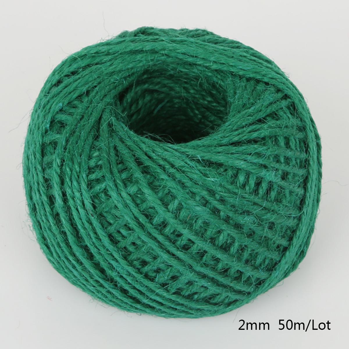 

50 метров джутовый шпагат, натуральный сизаль, 2 мм, деревенские бирки, обертка для свадебных украшений, витая веревка, шнур, товары для вечеринок глубокий/зелёный