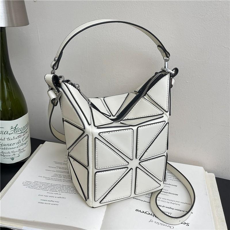 Geometric Splicing Bag Niche Design Bucket Atmospheric All-matching Handbag Fashionable One-shoulder Cross-body