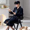 Nightgown Men'S Winter Coral Fleece Warm Fleece Thickened Medium And Long Flannel Robe Pajamas Men'S Winter Bathrobe