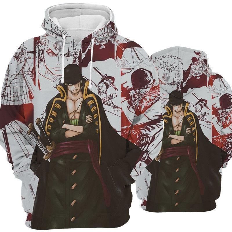 Anime Characters Peripheral Series 3D Digital Printing Long Sleeve Hooded Zip Men's Sweatshirt