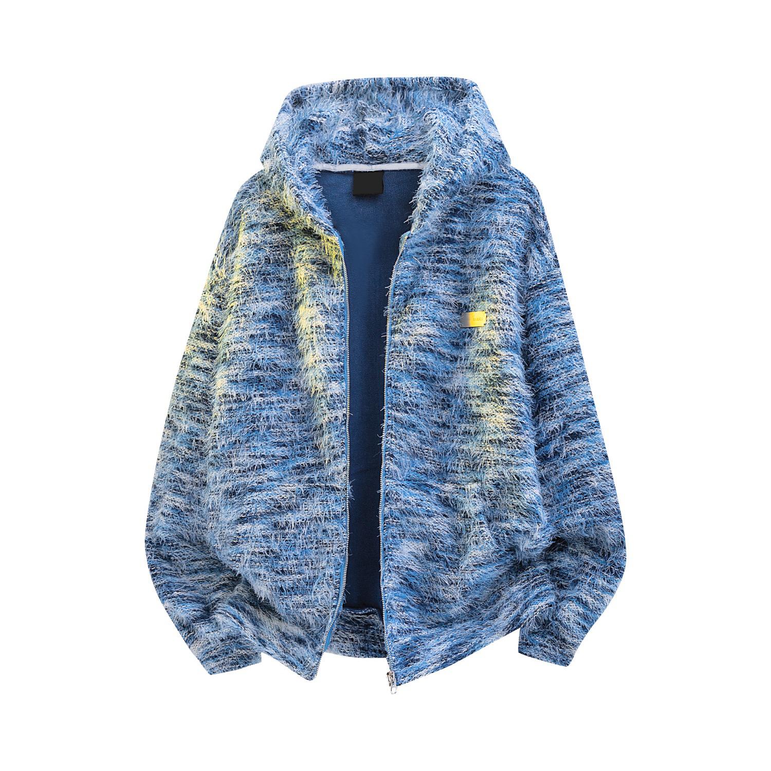 Men s Trendy American Retro Stripe Cardigan Hoodie - Autumn/Winter Loose Fit Zipper Jacket for Couples L