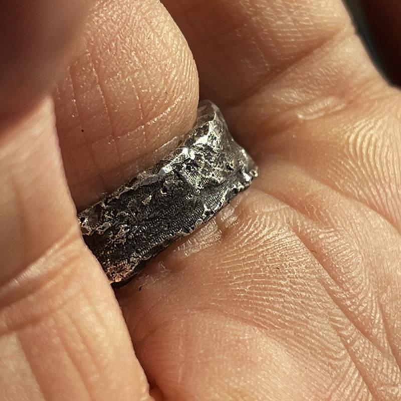 Handcrafted Stone Ring Rugged Rock Texture Vintage Nomadic Design Sturdy Alloy Stone Finger Ring Jewelry Gift