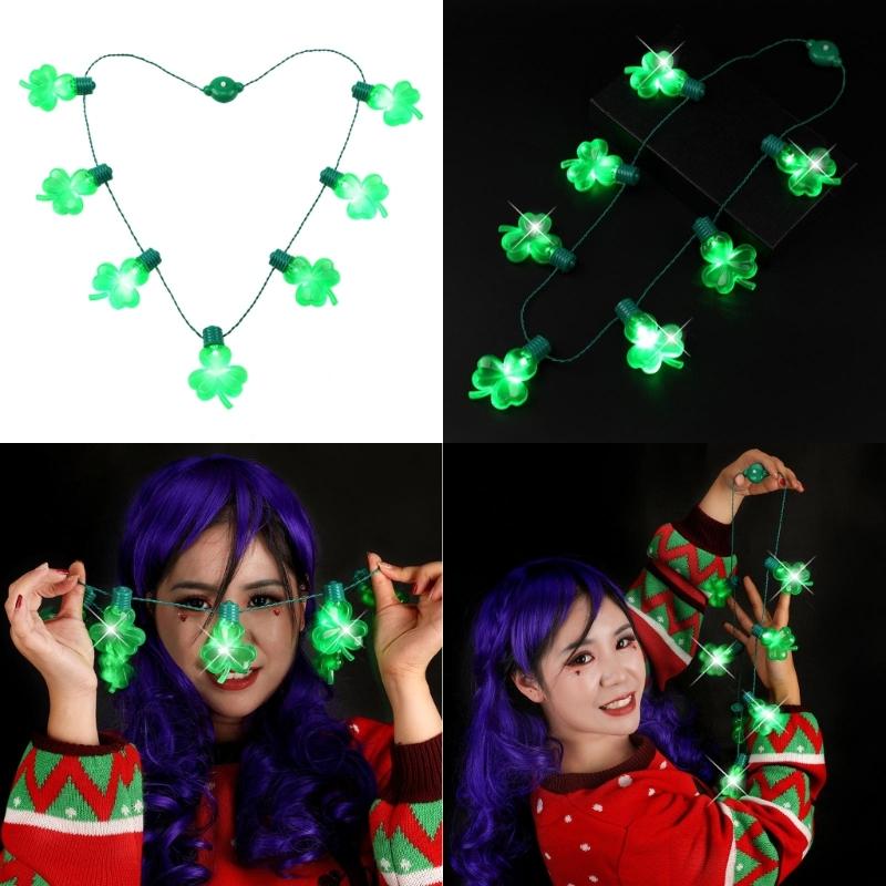 Mini Kløver Blinkende Lysende Blinkende Julelys Kostume Halskæde 7 LED Pærer Kostume Bryllupsfest Dekoration