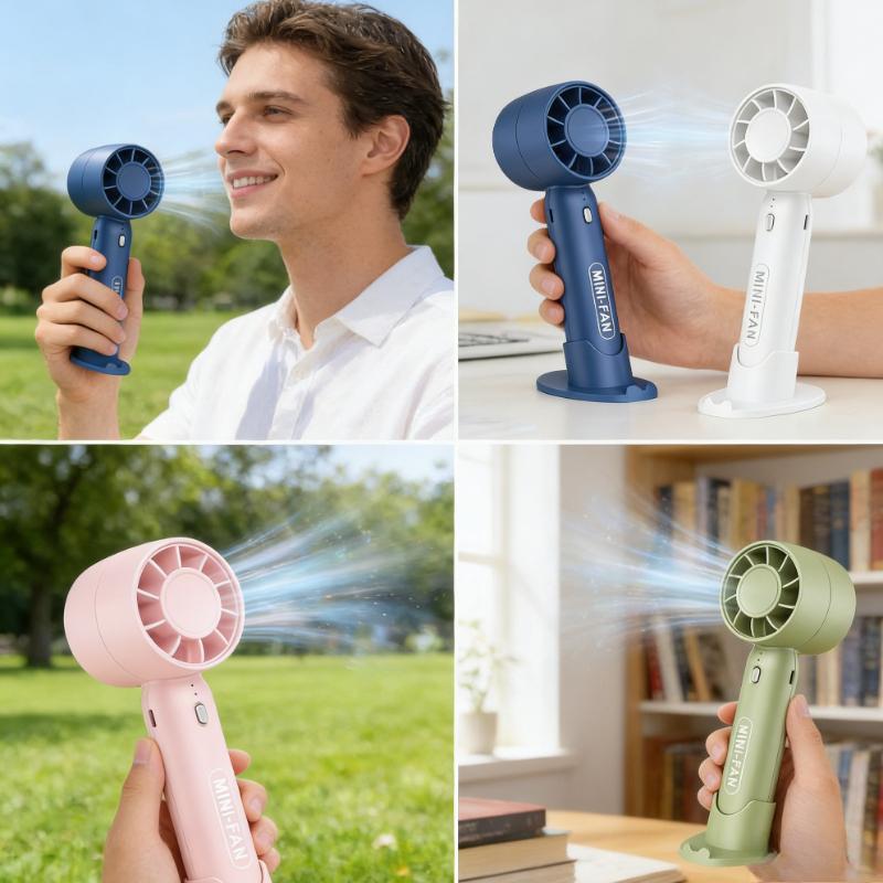 Portable 2 In 1 Mini Handheld Fan with Phone Holder USB Rechargeable Cooling Fan for Student Dorm Office Outdoor Summer Travel