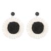 Bohemian Raffia Straw Woven Floral Ear Jewelry ZA Retro Exaggerated Sunflower Vacation Street Shot Earrings For Women Fashion