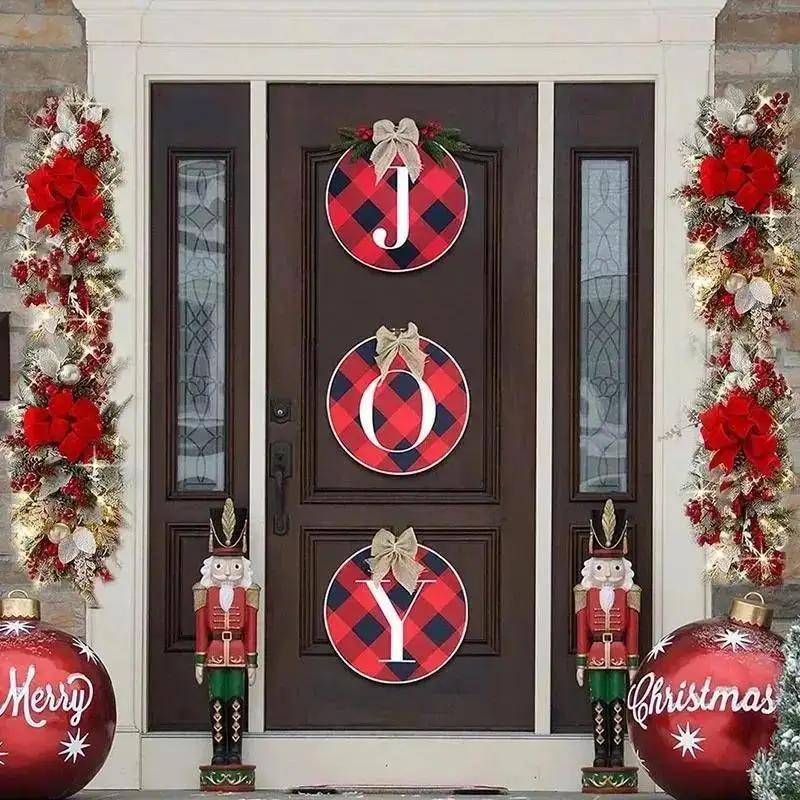 New Christmas Door Pendant Scene Layout Christmas Home Decoration Door Hanging Stair Wreath Wall Hanging Christmas Decor