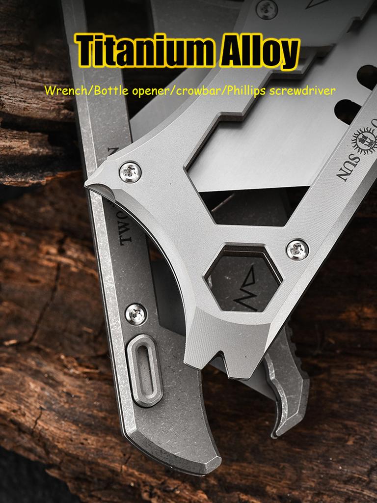 9in1 Multifunction Titanium Alloy SK5 Knife Crowbar Screwdriver Bottle Opener Outdoor Camping Riding Wrench EDC Window Breaker