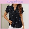 Heart Pattern V Neck Short Sleeve Blouse For Elegant Women Summer Fashion