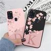 For Samsung Galaxy A21S A31 A55 A56 A16 A55 Phone Case Cute Pink Flowers Letter Back Silicone Capa Soft Bumper Coque Shell Cover