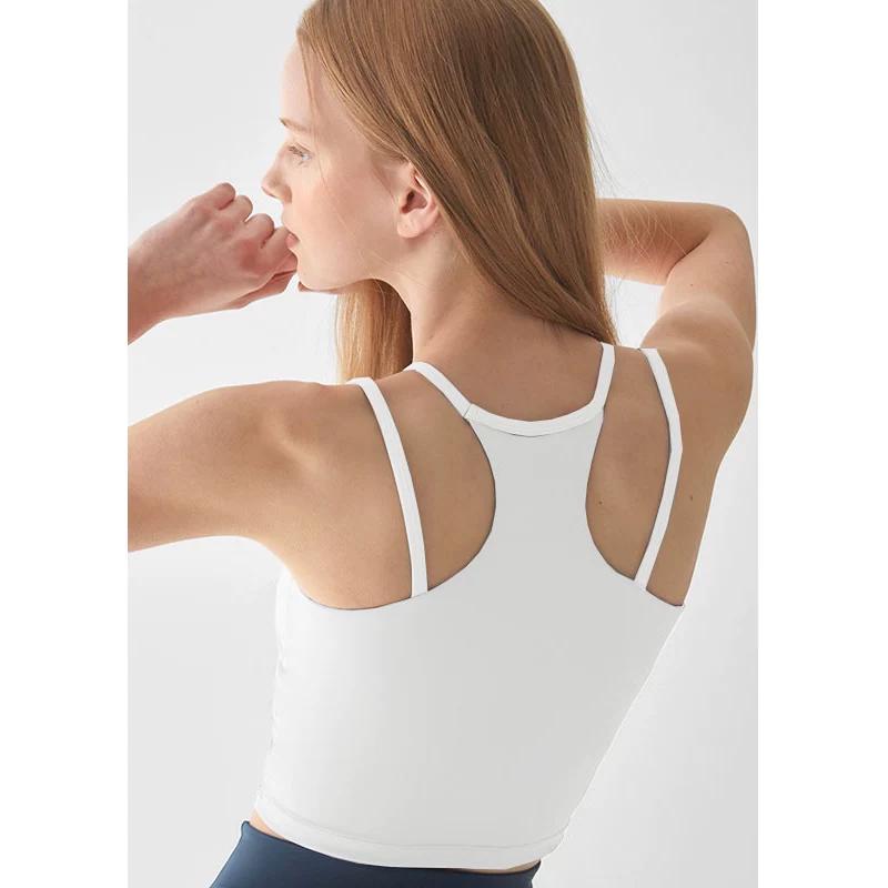 Aimeicgym Sexy European and American Style Sports Pilates Fitness Camisole for Women with Chest Pads Yoga Short Vest