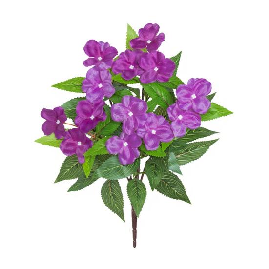 

Yousheng 5 Stems Artificial Impatiens Flowers Bouquet for Outdoor UV Resistant Faux Silk Flowers for Outside Front Porch Garden Window Box Planter фиолетовый