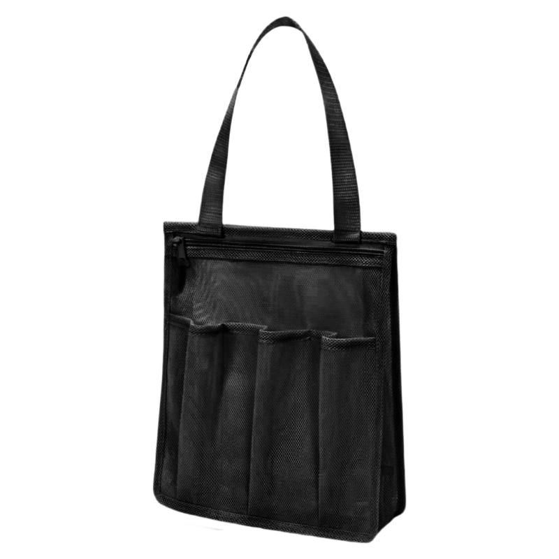 

Быстросохнущая сетчатая пляжная сумка-рюкзак с крючком для подвешивания, многоцелевое хранилище для ванной комнаты для бассейна, кемпинга, общежития чёрный