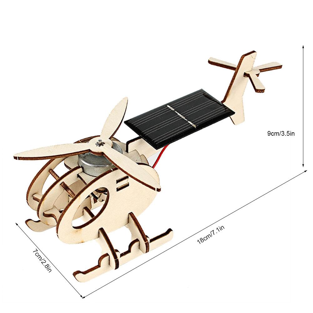 Wooden Solar Energy Aircraft Educational Toy Crafts DIY Model Wonderful Kid Gift