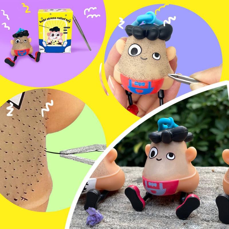 Creative Stress Relief Toy: Blackhead & Beard Plucking Keychain Pendant.