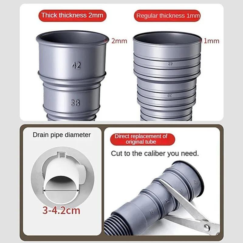 Foldable RV Caravan Sewer Pipe Kit 3 4 5m with Adapter Clamp Camper Trailer Waste Hose Leakproof Drainage for Camping Road Trip