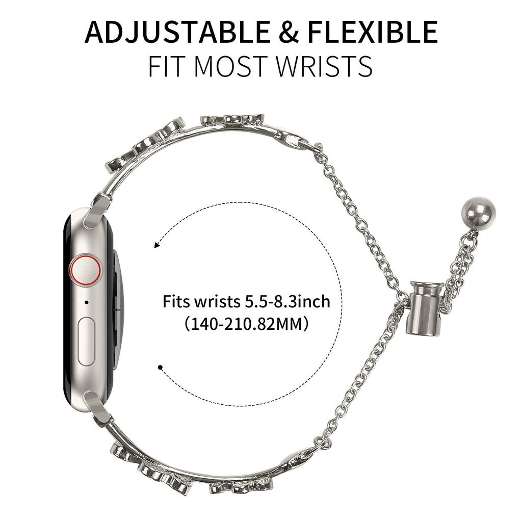 Watchband For Apple Watch Series 11 10 42mm/9 8 7 41mm/SE3 SE2 SE 6 5 4 40mm/3 2 1 38mm Heart Clover Zinc Alloy Metal Strap