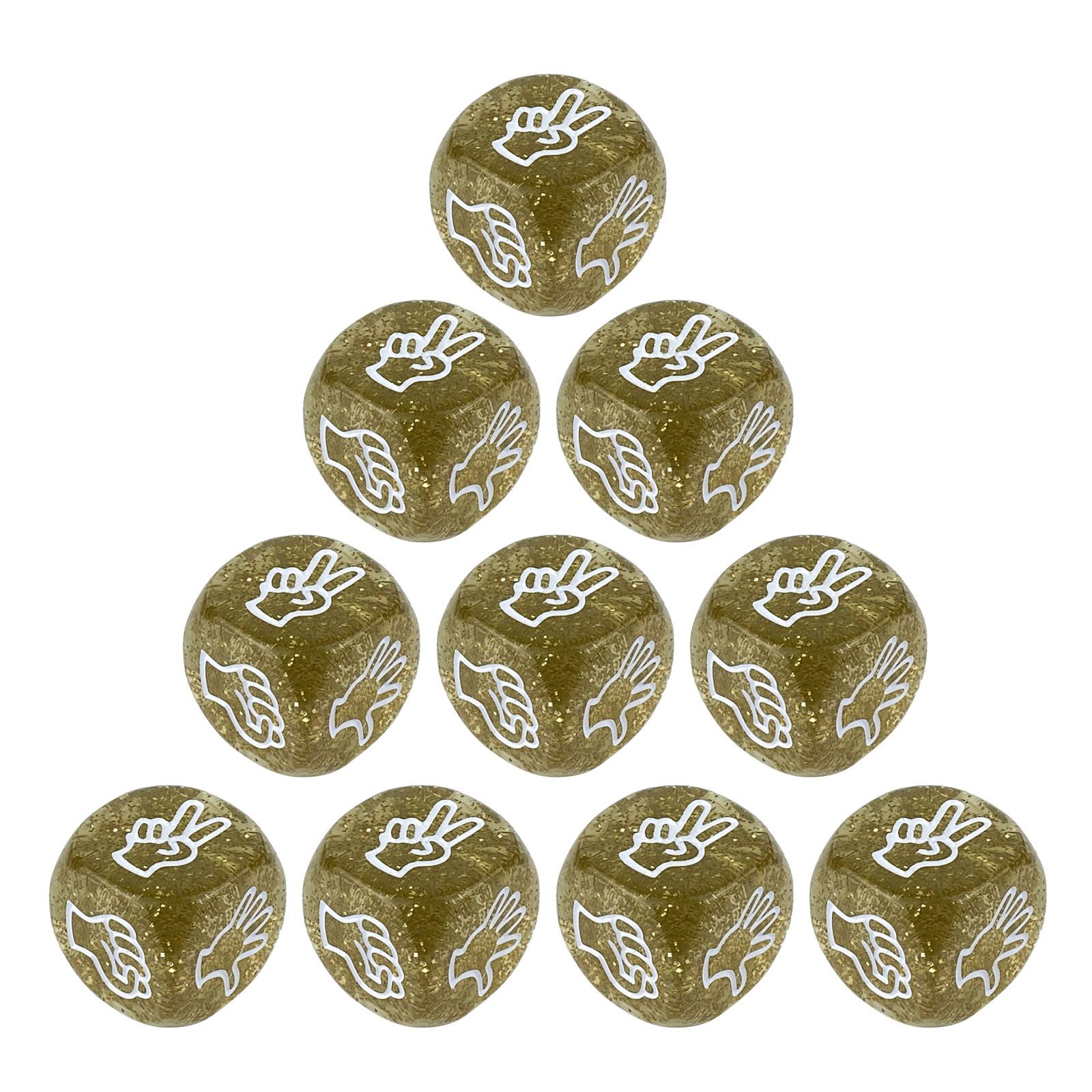 

10Pcs Interactively Finger Game Dices Acrylic Rock Paper Scissor Game Dices 6 Sided 20mm Dices for Family Entertainment прозорий/жовтий