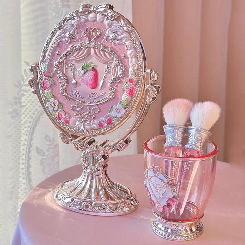 Flower Knows 9th Anniversary Limited Edition Luxury Vanity Mirror with Paddle Hair Brush And Brush Holder Set for Makeup Desk