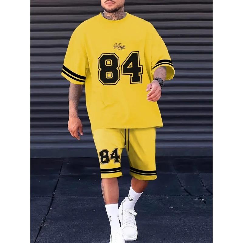 Neues Herren 3D-gedrucktes T-Shirt Set Harajuku Mode T-Shirt Kurzarm + Shorts Zwei Sets Übergröße Freizeit Sportanzug