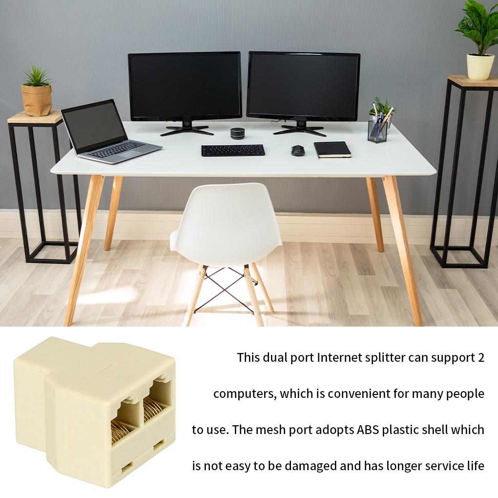 Splitter Adapter 2 In 1 Socket Ethernet Cable Extension Network Connector Office Coupler Interface Adapters Computer
